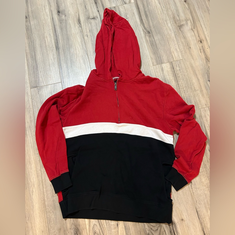 Guess Classic Red 1/4 Zip-Up Hoodie